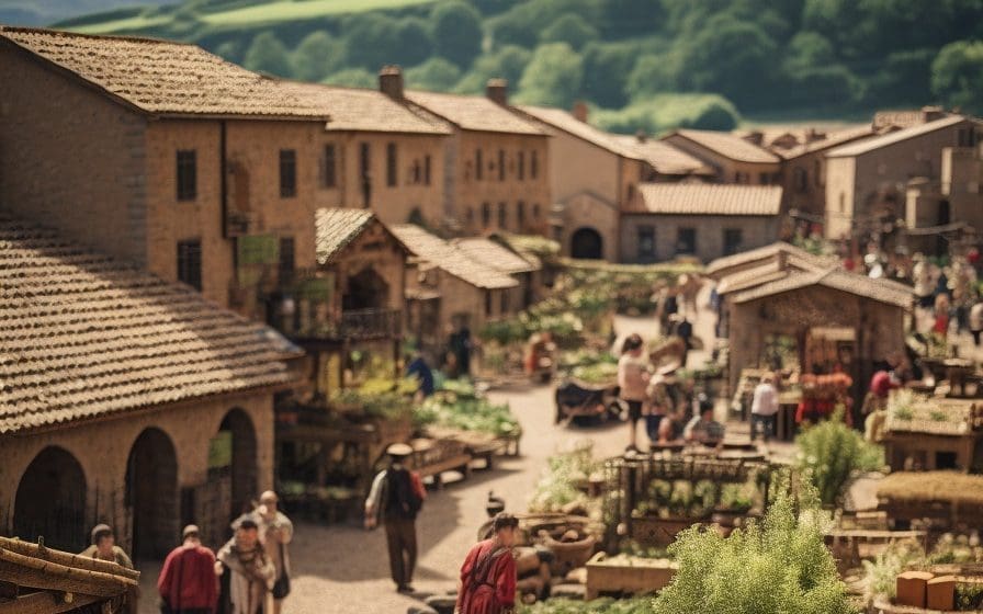 depiction of a Roman town