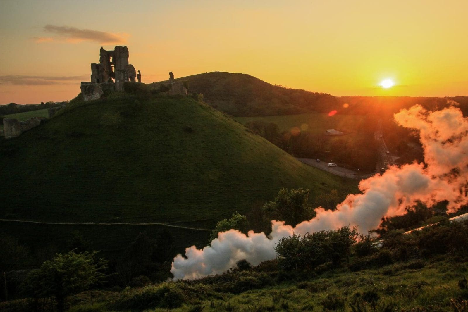 Corfe Castle sunset