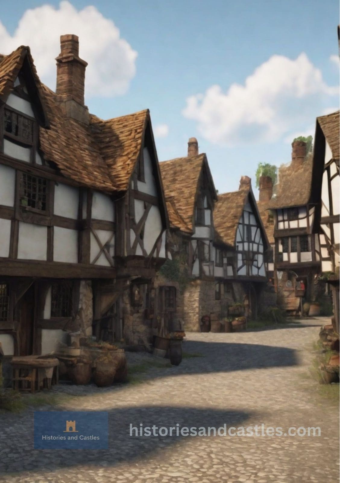 medieval houses in a village