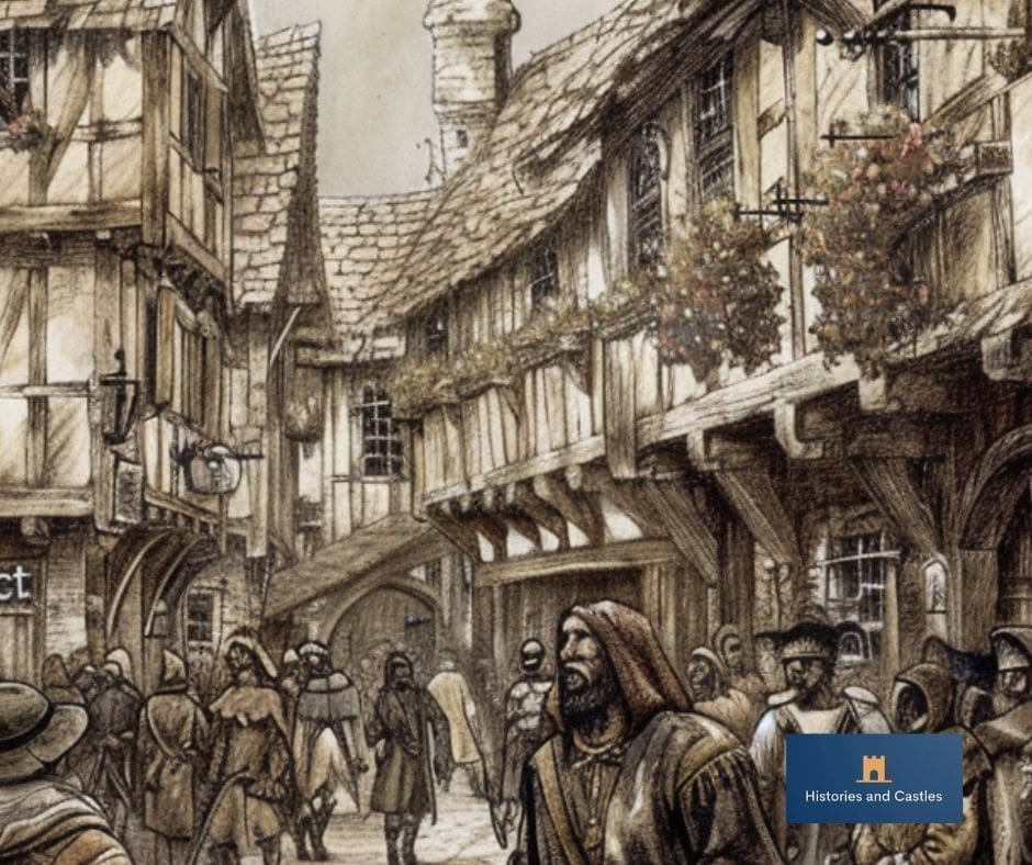 A busy medieval town