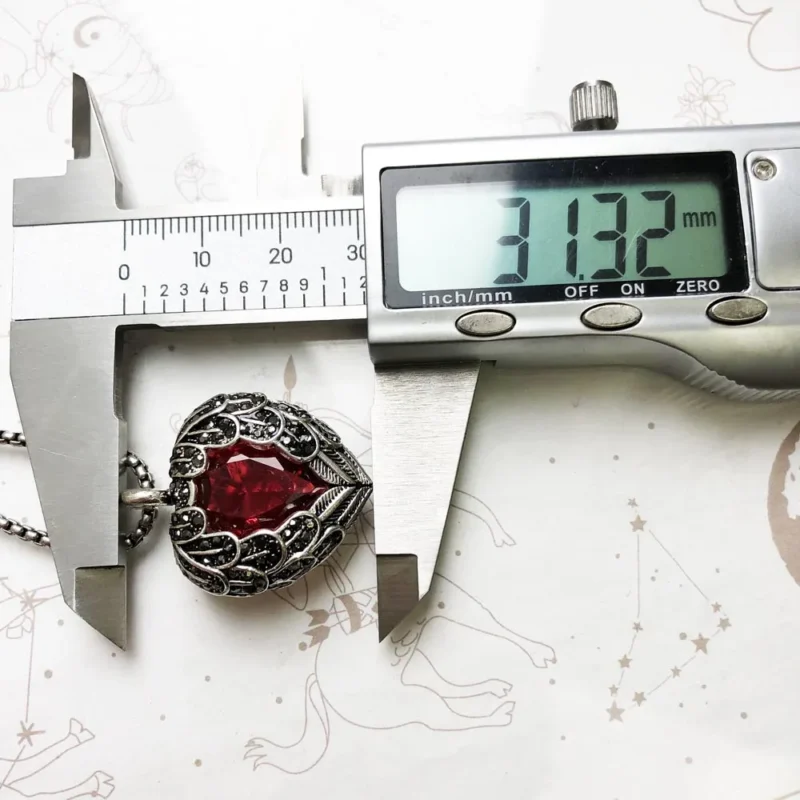 Pendant Necklace Red Winged Heart - Image 3