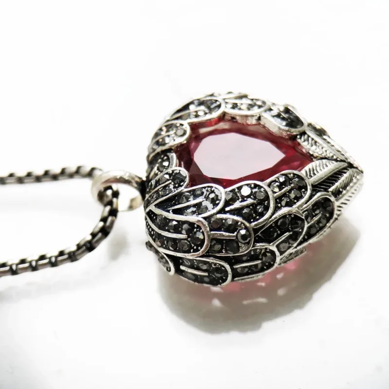 Pendant Necklace Red Winged Heart - Image 5