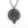Viking Rune Crow Pendant Chain Necklace