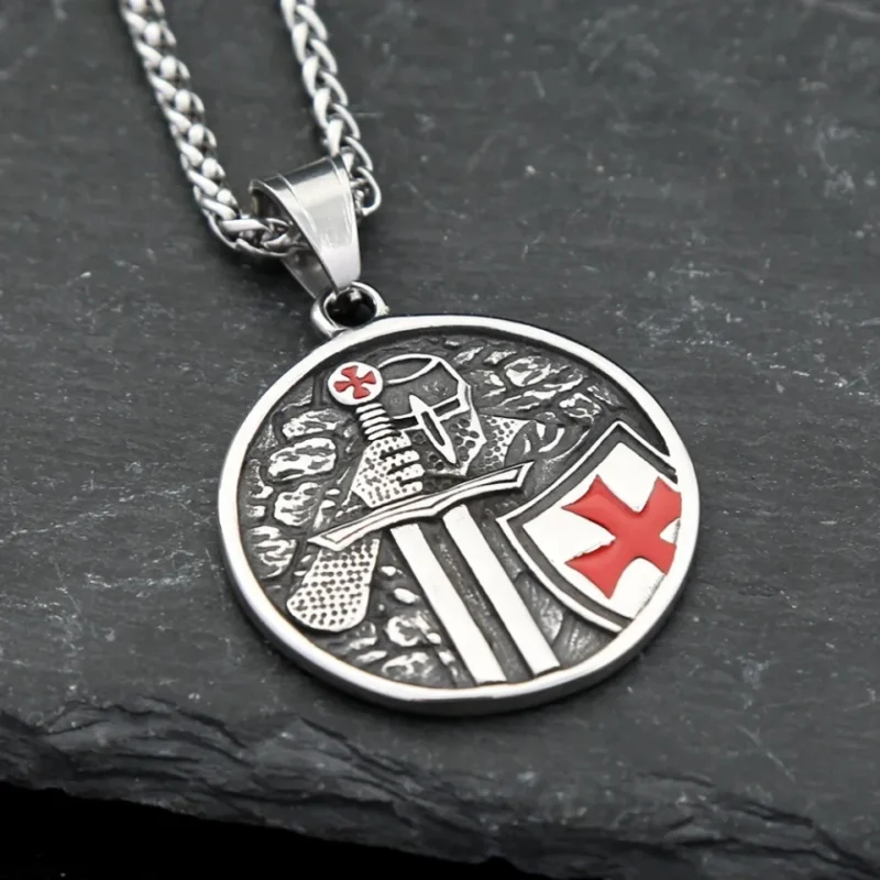 Knight Templar Cross Pendant Necklace - Image 3
