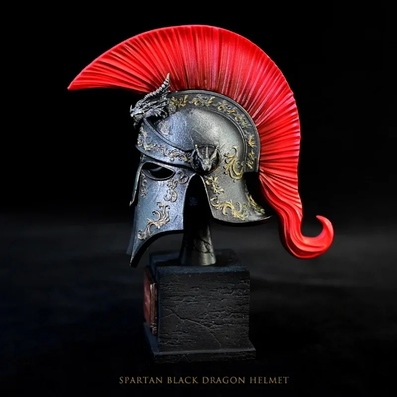Miniature Greek Warrior Helmet – Hand-Painted Resin Display