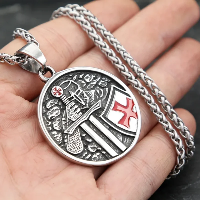 Knight Templar Cross Pendant Necklace - Image 6