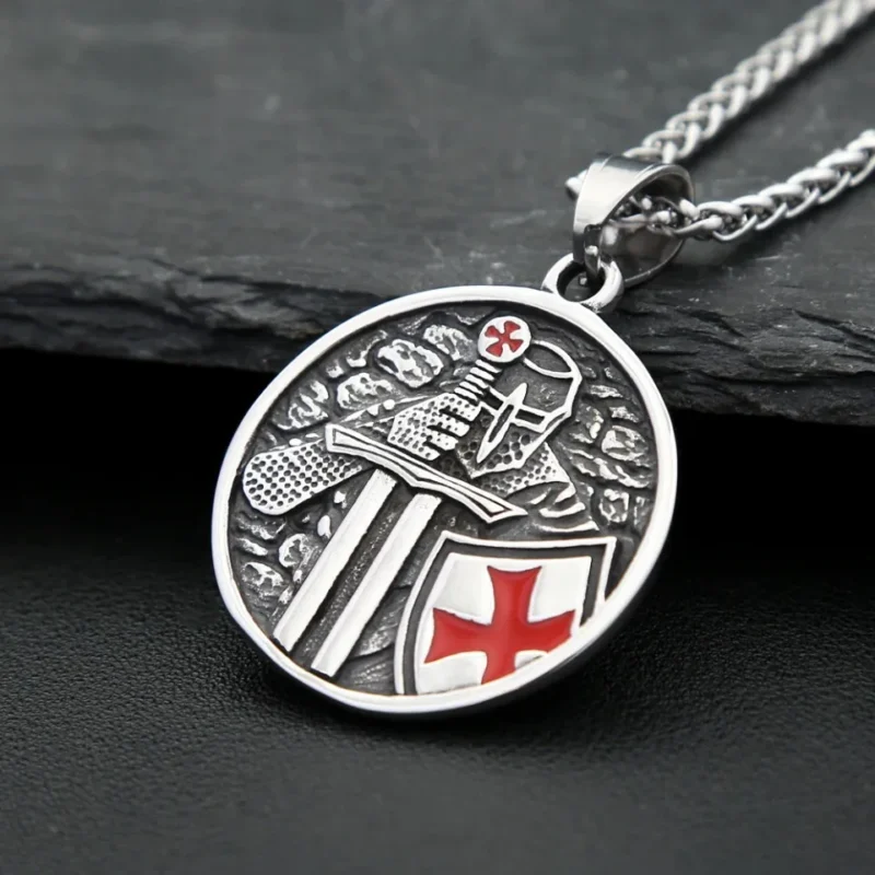 Knight Templar Cross Pendant Necklace - Image 2
