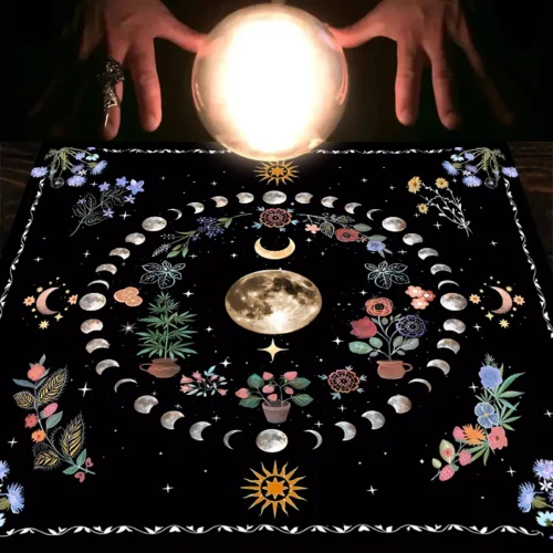 Moonlight Flower Tarot Card Table Cloth