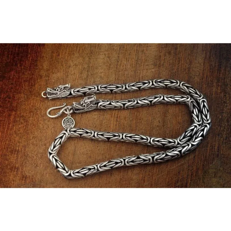 Viking Dragon Head Chain Necklace – Norse Weave - Image 3