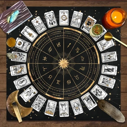 Zodiac Tarot Card Tablecloth – 12 Sign Fortune-Telling Mat