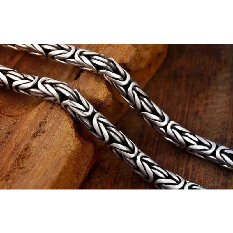 Viking Dragon Head Chain Necklace – Norse Weave - Image 5