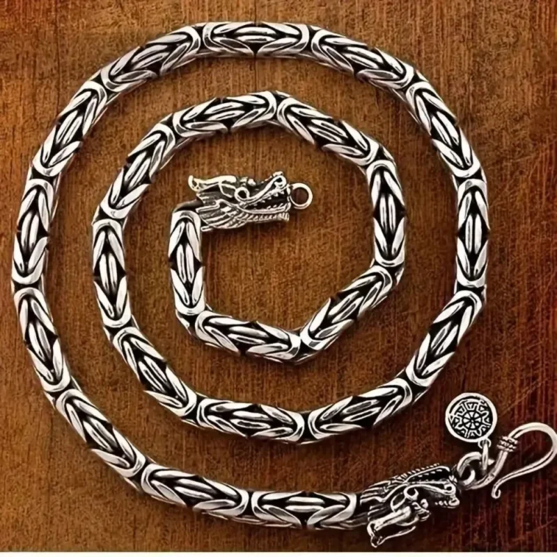 Viking Dragon Head Chain Necklace – Norse Weave