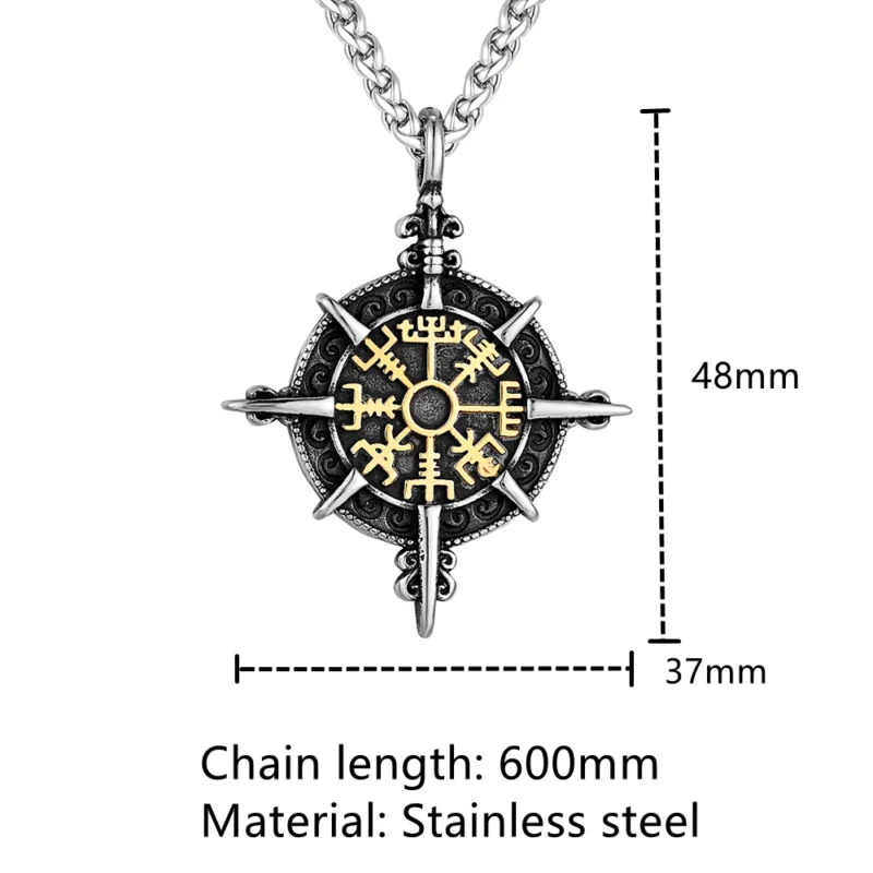 Viking Compass Necklace – Norse Vegvísir Pendant - Image 6