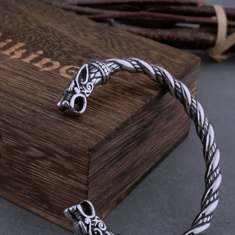 Viking Wolf-Head Bracelet – Norse Heritage Jewellery - Image 5