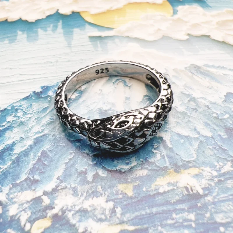 Blackened Snake Ring – Sterling Silver Serpent Jewellery - Image 6