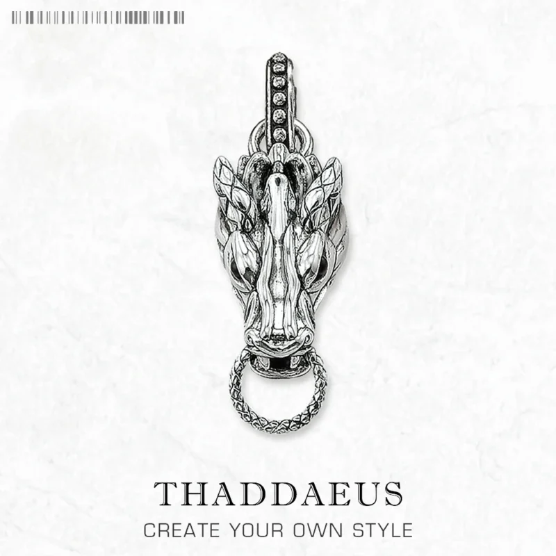 Sterling Silver Dragon Head Pendant