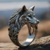Lone Wolf Guardian Ring – Bold Wolf Head Statement Ring