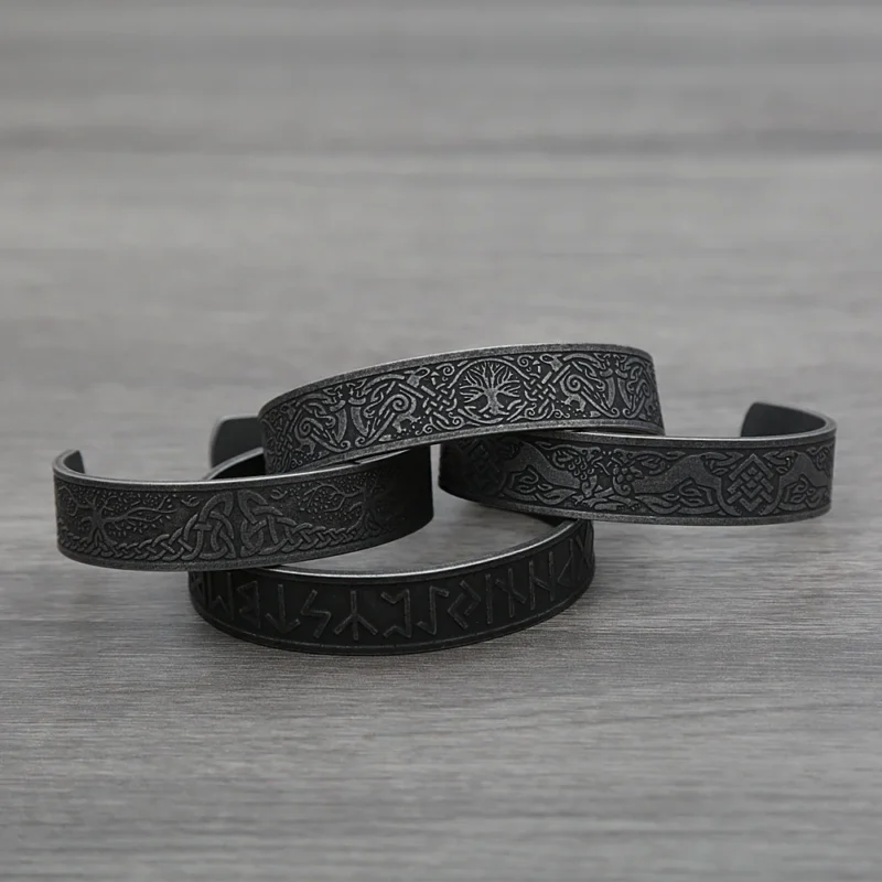 Nordic Viking Rune Bracelet – Stainless Steel Tree of Life - Image 3
