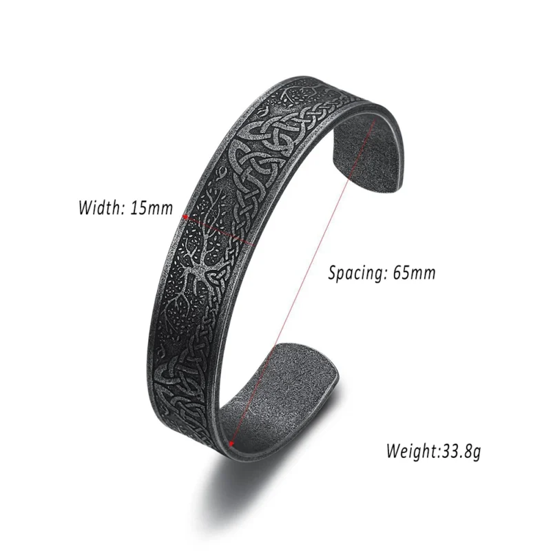 Nordic Viking Rune Bracelet – Stainless Steel Tree of Life - Image 6