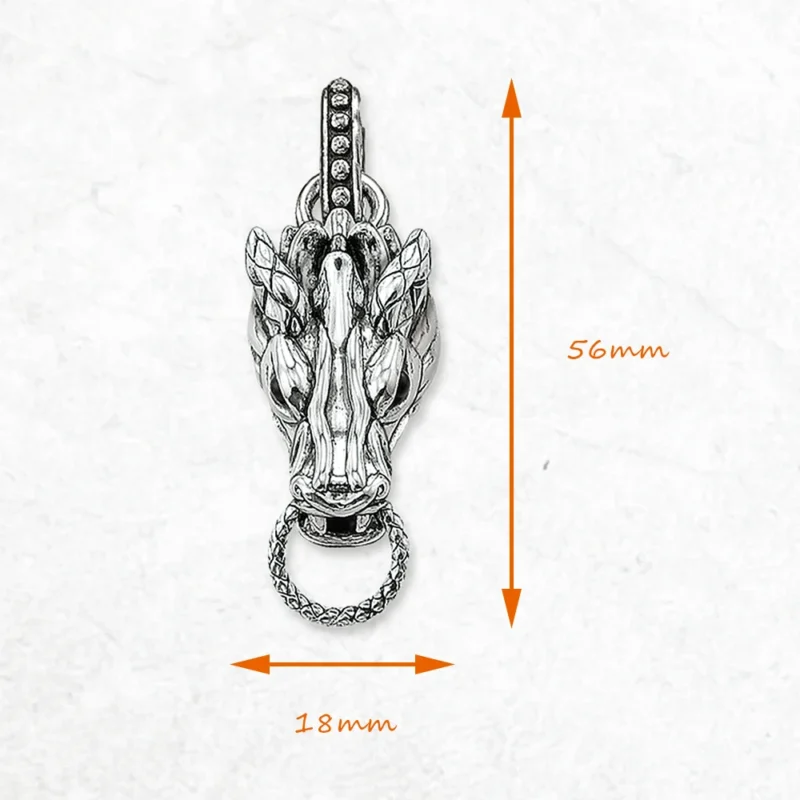 Sterling Silver Dragon Head Pendant - Image 2