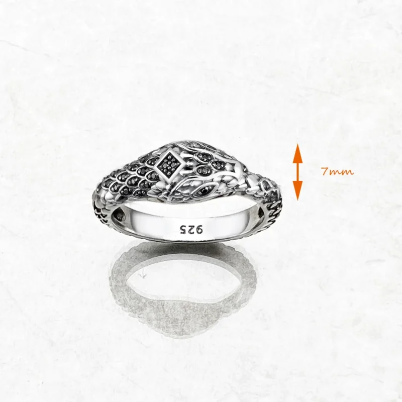 Blackened Snake Ring – Sterling Silver Serpent Jewellery - Image 2