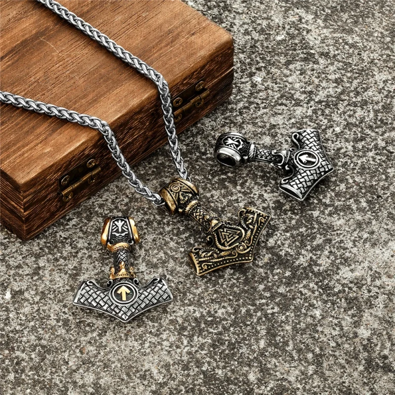 Vikings Crown Thor’s Hammer Necklace – Norse Mjölnir Pendant - Image 6