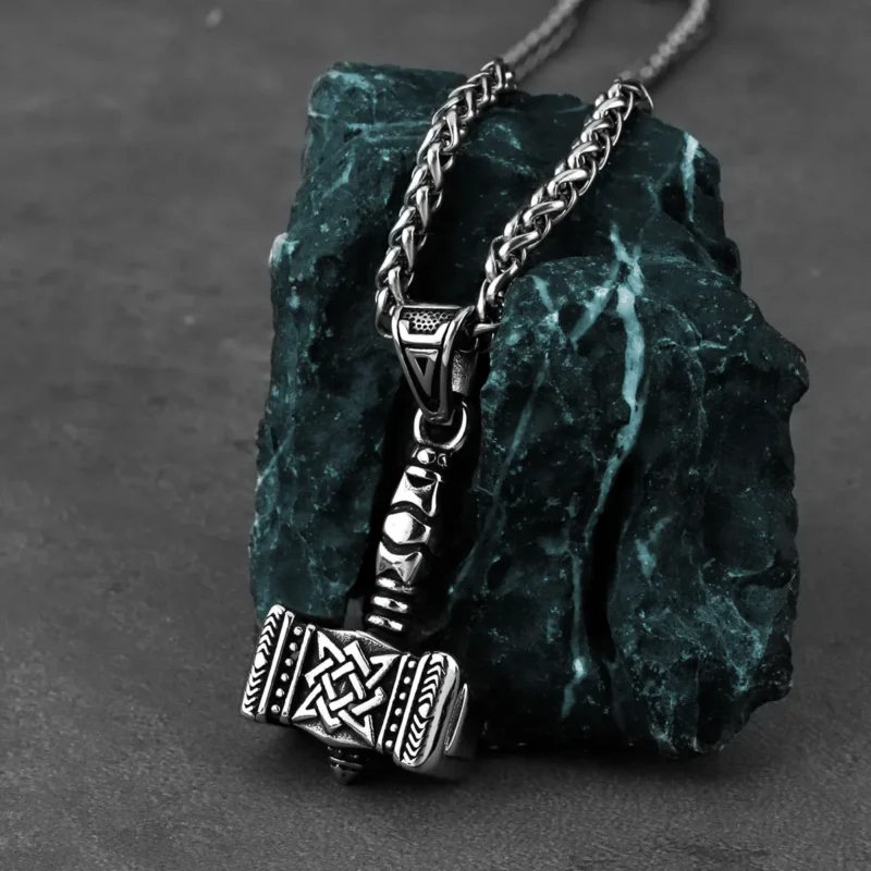 Viking Thor Hammer Pendant Necklace – Stainless Steel Norse Rune - Image 4