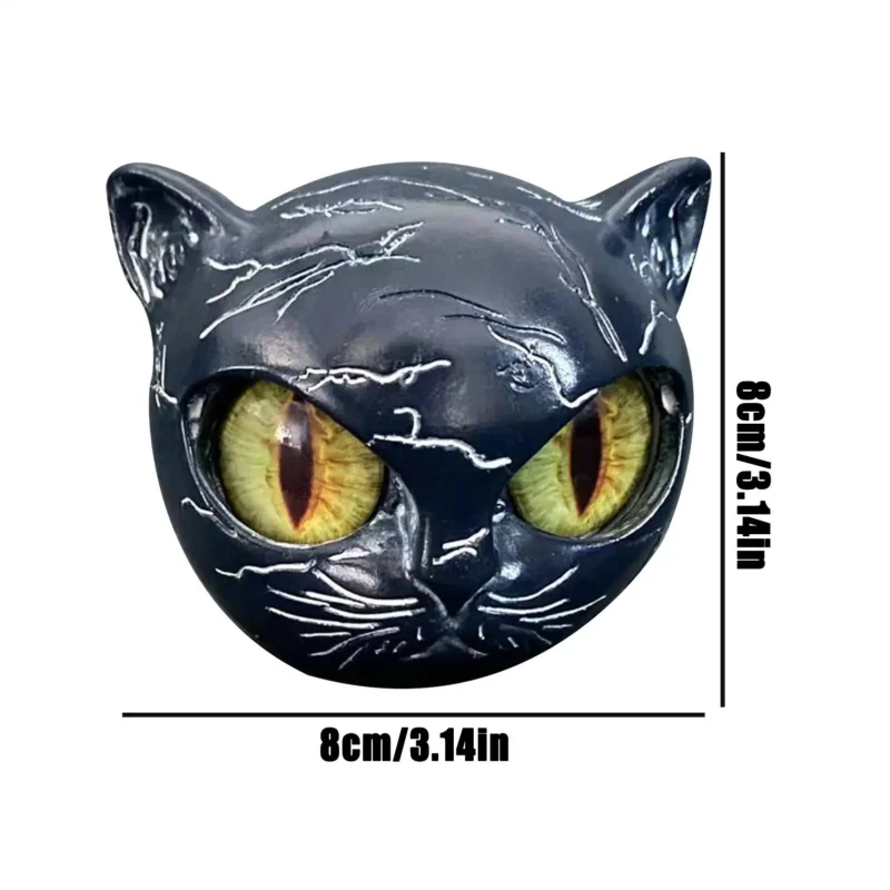 Black Cat Stone Sculpture – Amber Eye Figurine - Image 3