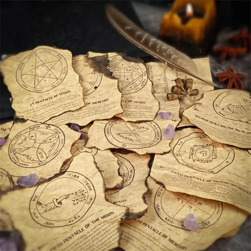 46 Pcs/Set Magic Page Writing Paper Solomon Seal Solomon Pentacle Printed Writing Blank Paper for Postcard Witchcraf - Image 4