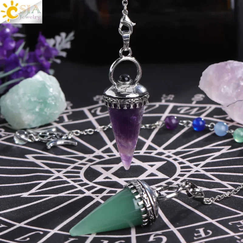 Natural Stone Cone Pendulum – Amethyst and Rose Quartz - Image 3