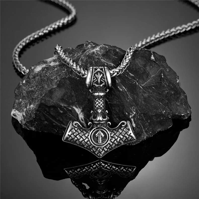 Vikings Crown Thor’s Hammer Necklace – Norse Mjölnir Pendant - Image 3