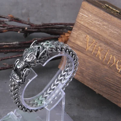 Never Fade Viking Wolf Bracelet – Men’s Stainless Steel Chain