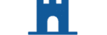 the histories and castles website logo represented by a castle tower turret on a blue background